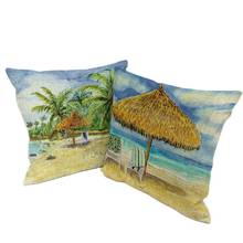 Funda de cojín de estilo mediterráneo, 45x45CM, concha de mar, palmera, decoración de silla de playa cuadrada 2024 - compra barato