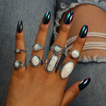 Кольцо женское, с опалом, серебристого цвета, в стиле ретро 2024 - купить недорого