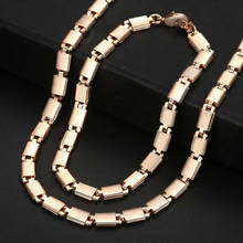 Conjunto de joias e colar feminino, pulseira e colar em ouro rosê 585, joias para mulheres, 5mm, lcs08 2024 - compre barato