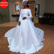 Off Shoulder African Wedding Dress With Long Sleeves White Bridal Gowns Princess A-Line Vestidos De Novia Simple Boda Trouwjurk 2024 - buy cheap