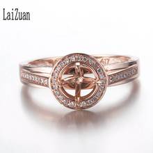 Laizuan feminino anel de diamante natural sólido 10k rosa ouro noivado casamento semi montagem elegante anel de diamante ajuste redondo 6mm 2024 - compre barato