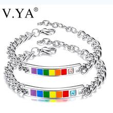 V. ya pulseiras simples de aço titânio, pulseira de casal, unissex, de arco-íris, joias de aço inoxidável 2024 - compre barato
