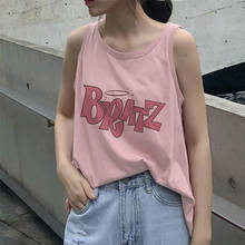Bratz-Camiseta sin mangas con estampado de letra Harajuku Kawaii para mujer, Top corto sin mangas, moda urbana informal, 2021 2024 - compra barato