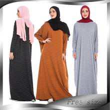 Vestido maxi abaya listrado muçulmano, casaco comprido feminino, roupão comprido higiênico do oriente médio ramadan oração islâmica árabe 2024 - compre barato