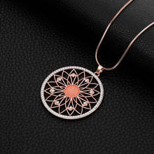 Rose Gold Big Round Crystal Pendant Necklace For Women Elegant Hollow Flower Geometric Long Necklace Fashion Jewelry 2020 Gift 2024 - buy cheap