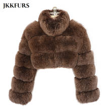 Novidades, casaco de pele curta e quente de inverno, jaqueta de pele de raposa real feminina, roupa de exterior de pele grossa fofo s7841 2024 - compre barato