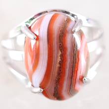 Кольцо на палец для женщин, натуральный драгоценный камень овальной формы, расшитые бисером оранжевый Veins Onyx кольцо регулируемое ювелирное изделие, подарок 1 шт. Z168 2024 - купить недорого
