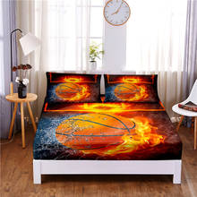 Fire Basketball-Funda de colchón con estampado Digital, Sábana ajustable de poliéster, fundas de almohada con banda elástica, cuatro esquinas, 3 uds. 2024 - compra barato