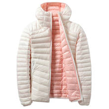 Casaco com capuz, jaqueta feminina tipo duck down e parca, jaqueta reversível de dois lados, para uso externo e inverno 2024 - compre barato