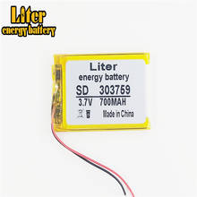 3.7V,700mAh 303759 Polymer lithium ion / Li-ion battery for GPS,mp3,mp4,cell phone,speaker li po rechargeable battery 2024 - buy cheap