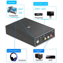 Ayino-mini decodificador de áudio digital hifi 24bit 96khz, entrada usb/coaxial/saída óptica rca amp12 v da580 2024 - compre barato