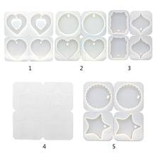 4 Pcs/set DIY Crystal Epoxy Hanging Jewelry Making Mould Heart Shaped Round Wave Pendant Jewerly Resin Silicone Mold 2024 - buy cheap