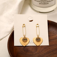 Cute Fashion Love Heart Shaped Gold Metal Drop Earrings for Women Girls Vintage Small Statement Dangle Earring Jewelry New 2024 - buy cheap