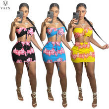 VAZN-Conjunto de Bikini con estampado Popular para mujer, conjunto de 2 piezas formado por Top y pantalón corto, cintura alta, Sexy, 2021 2024 - compra barato