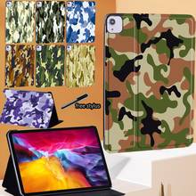 Capa de tablet para apple ipad air 4 2020 10.9 com estampa camuflada pu capa de couro + stylus grátis 2024 - compre barato