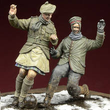 Futebol 1/35, trutura de natal 1914, figura de resina de soldados gk, tema de guerra militar, sem revestimento 2024 - compre barato