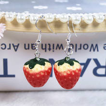 1Pair Women Drop Earring Resin Charms 3D Orange Strawberry  Simulation Fruit  Crafts  Birthday Gift  Girls Teens Jewelry 2024 - buy cheap