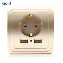 UNKAS Gold,Silver,Champagne Gold,Best Dual USB Port 2000mA Wall Charger Adapter EU Plug Socket Power Outlet Panel 2024 - buy cheap