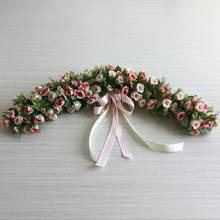 Guirnalda de flores artificiales rosas, decoración de pared de Lintel europeo para puerta, boda, hogar y Navidad, 1 ud. 2024 - compra barato