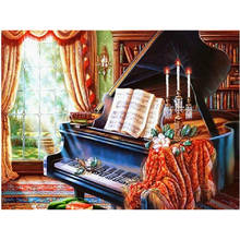 Needlework 5D diamond embroidery piano full resin diamond with picture home decor mosaic diy diamond painting Candlestick 2024 - buy cheap