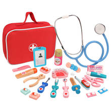 Brinquedo médico de madeira para crianças, equipamento médico para brincadeiras de casa, conjunto de brinquedos para meninas, enfermeira, pano, médico 2024 - compre barato