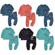 FOCUSNORM 0-24M Newborn Baby Girls Boys Clothes Sets Star Print Long Sleeve Pullover Tops Pants 2pcs 2024 - buy cheap