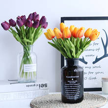 Modern Glass Vase+Artificial Flower Set Decor Home Office Desktop Furnishing Crafts Decoration Livingroom Fake Tulip Flower Pot 2024 - buy cheap