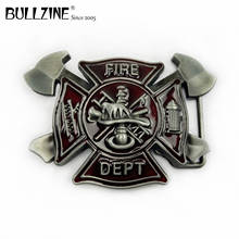 The Bullzine Fire fighter belt buckle with pewter finish FP-02066 suitable for 4cm width snap on belt 2024 - buy cheap