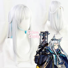 Arknights Rosmontis Cosplay Silver Blue Mixed Color with Ears Heat Resistant Synthetic Hair Halloween Carnival Party + Wig Cap 2024 - buy cheap