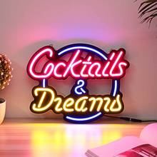 17"x14" Cocktail Dream Real Glass Tube Neon Light Sign Tavern Beer Bar Pub Decoration Neon Lamp Board Commercial Lighting 2024 - buy cheap