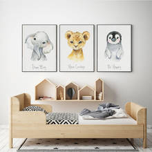 Pintura en lienzo de animales de Safari para guardería, imágenes de jungla para pared, carteles decorativos para habitación de bebé 2024 - compra barato