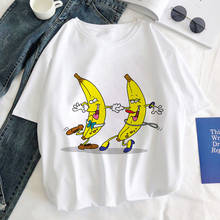 Banana Dancing Funny Graphic Print T-shirt Women Harajuku Aesthetic White Tops Tshirt Tee 2021 New Summer Fashion Female T Shirt 2024 - buy cheap