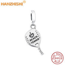 Tennis Racket Charms 925 Sterling Silver Round Beads Pendant For Bracelets Necklace 2021 Fashion Jewelry Gift 2024 - buy cheap