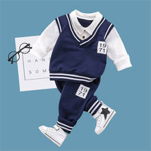 Детский спортивный костюм BibiCola, комплект одежды для мальчиков, рубашка с имитацией одежды на весну и осень 2024 - купить недорого