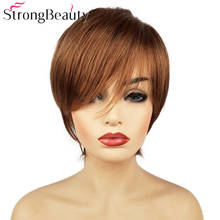 StrongBeauty Short Straight Wigs Natural Hair Women's Synthetic Wig Layered Cut Hair Wigs 2024 - buy cheap