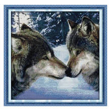 The Kiss of Wolves DMC China Cross Stitch 14CT 11CT DIY Needlework Counted   Cross stitch Kit For Embroidery A Cross Crafts 2024 - buy cheap