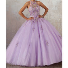 Vestido de baile de lavanda, quinceañera, corpiño de ilusión bordado, tul, lentejuelas, elegante, 16 vestidos 2024 - compra barato