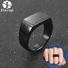 Jiayiqi Fashion Men Ring Stainless Steel Simple Style Black Golden Silver Color Square Ring Charm Hiphop Male Jewelry Party Gift 2024 - купить недорого
