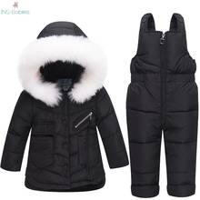 Детский Зимний пуховик, роскошная Брендовая женская одежда, новый утепленный флисовый комбинезон, лыжный костюм с капюшоном, Детская верхняя одежда 2024 - купить недорого