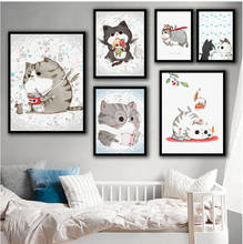 Kitten Little Cat Cartoon Animal Cute Cat Decorative Painting Ins Simple Living Room Bedroom Mural Cuadros Decoracion Salon 2024 - buy cheap