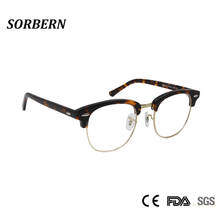 SORBERN Классические Прозрачные очки для близорукости овальные оправы для очков Модные женские мужские металлические очки с полуободками брендовые дизайнерские очки 2024 - купить недорого