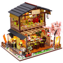DIY деревянный кукольный домик японский суши бар архитектура кукольные домики миниатюрные с мебелью игрушки для детей подарок на день рождения 2024 - купить недорого