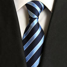 Классические галстуки в синюю полоску 8 см для мужчин, деловые шелковые галстуки, модный галстук для вечеринки, мужской свадебный галстук, аксессуары, мужские подарки 2024 - купить недорого