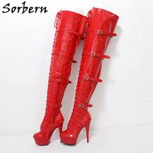 Sorbern Red Shiny 80Cm Crotch Thigh High Boots With Heels Custom Wide Calf Boots For Women Big Size Heel Boot Size 11 Shoes 2024 - buy cheap