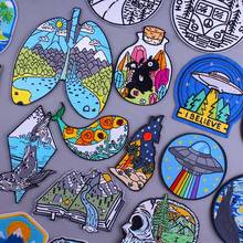 UFO Stripes Space Mountain Patches On Clothes Iron On Patches For Clothing Jackets Bagde Adventure Applique Outdoor Travel Patch 2024 - buy cheap