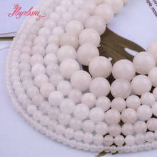 Cuentas redondas de jade blanco para hacer joyas, abalorios de piedras espaciadoras sueltas Lisas para collar, pulseras, pendientes, hebra de 15 ", 6/8/10/12mm 2024 - compra barato