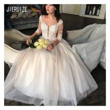 JIERUIZE New Elegant A Line Wedding Dresses Scoop Neck Half Sleeves Lace Appliques Wedding Gowns Lace Up Back vestido de noiva 2024 - buy cheap