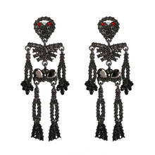 Модные женские серьги-скелеты со стразами, большие длинные серьги ZA, винтажные этнические серьги с черепами, 2020 2024 - купить недорого