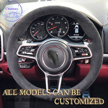 Embroidery Alcantara Car Steering Wheel Cover For Porsche Cayenne 711 GTS 2015-2017 2018 2019 Hand Sewing Holder Suppot Custom 2024 - buy cheap