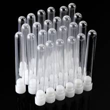 Tubos de ensayo de plástico transparente, tubos de ensayo con tapones blancos de 12ml, 15x100mm, 25 unids/set por juego 2024 - compra barato